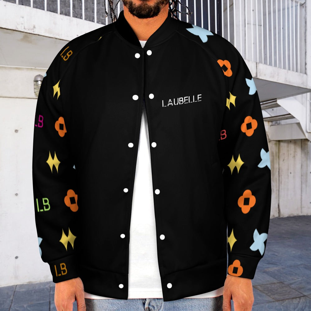 LauBelle Mens Classic Varsity Baseball Jacket Snap Button