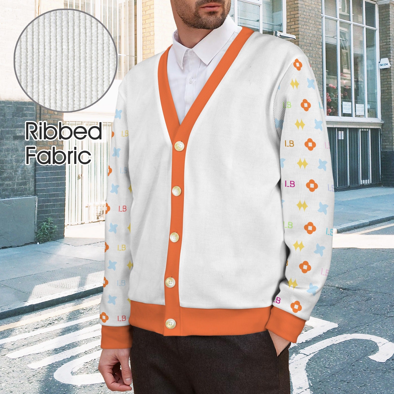 LauBelle Mens Tailored V-Neck Button-Up Cardigan