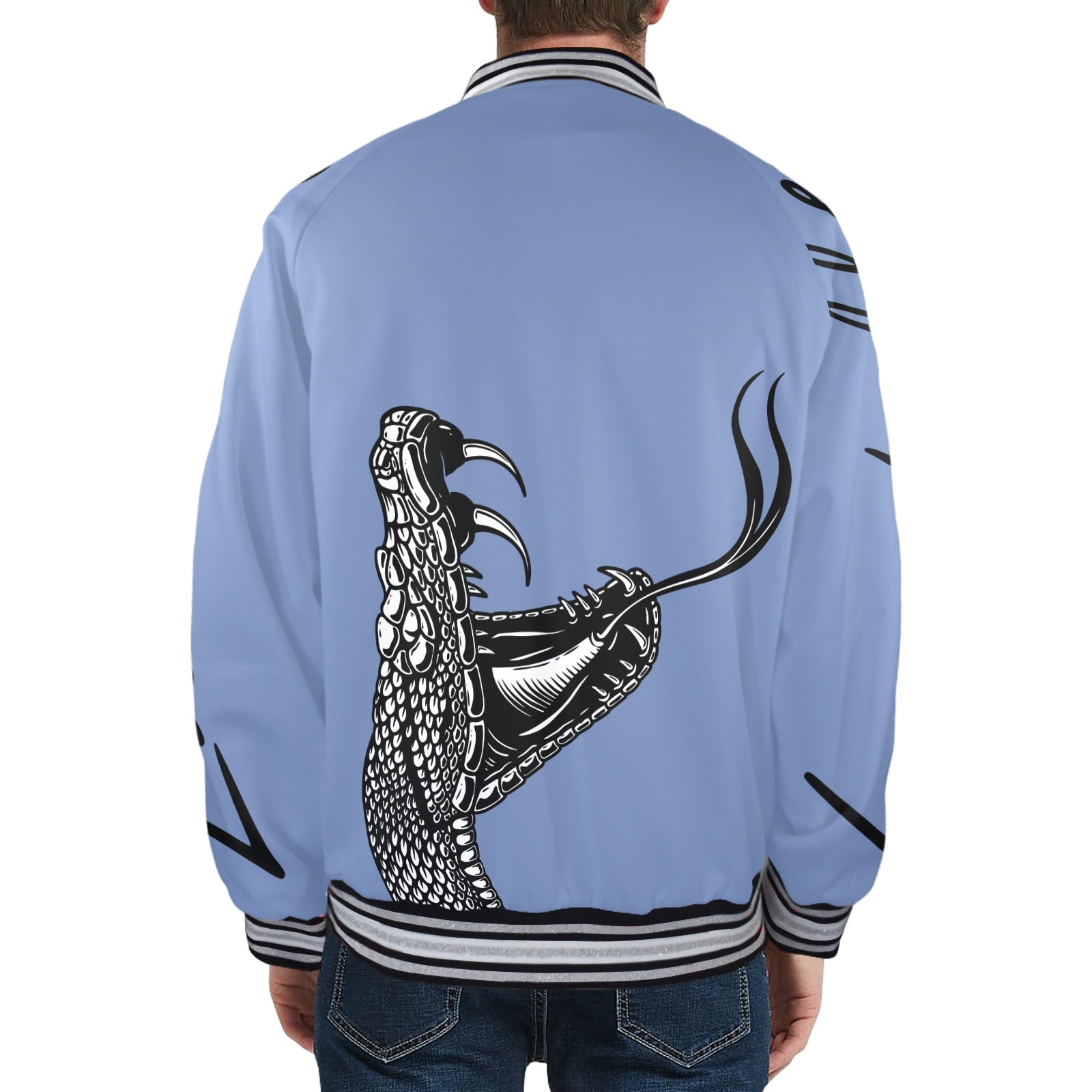 LauBelle Mens Sporty Striped-Trim Metal-Zip Bomber Jacket