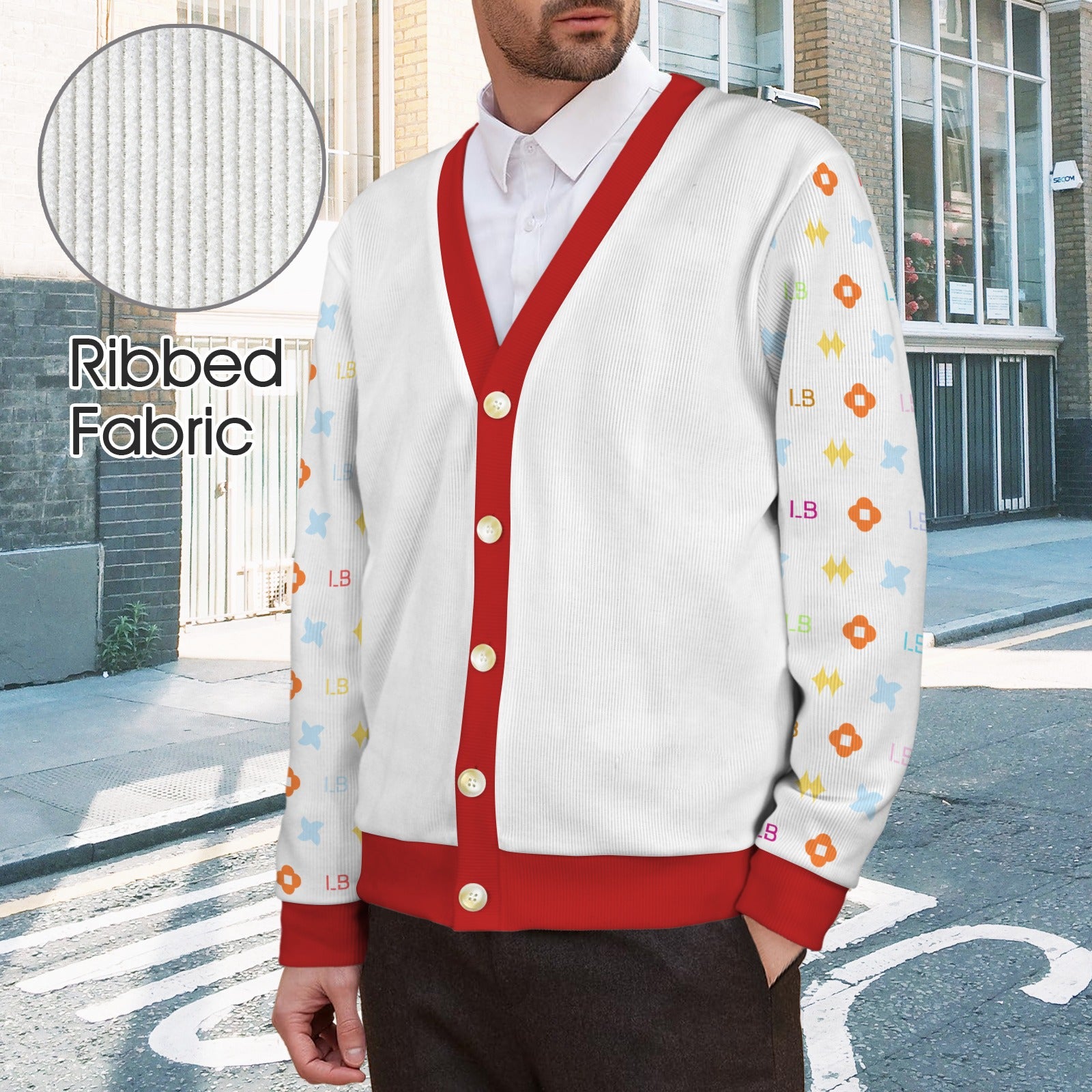 LauBelle Mens Tailored V-Neck Button-Up Cardigan