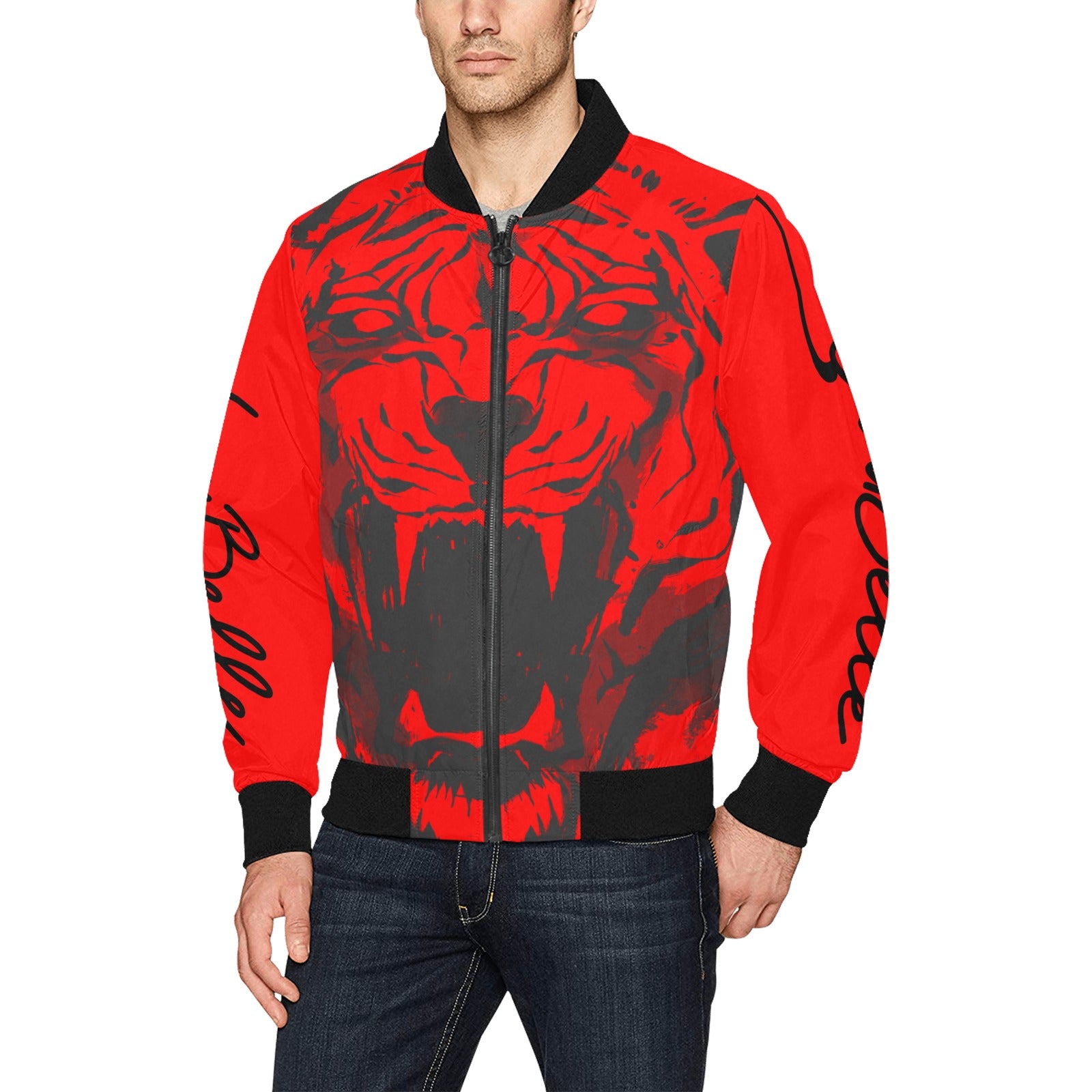 LauBelle Mens Heavyweight Zip-Up Bomber Jacket