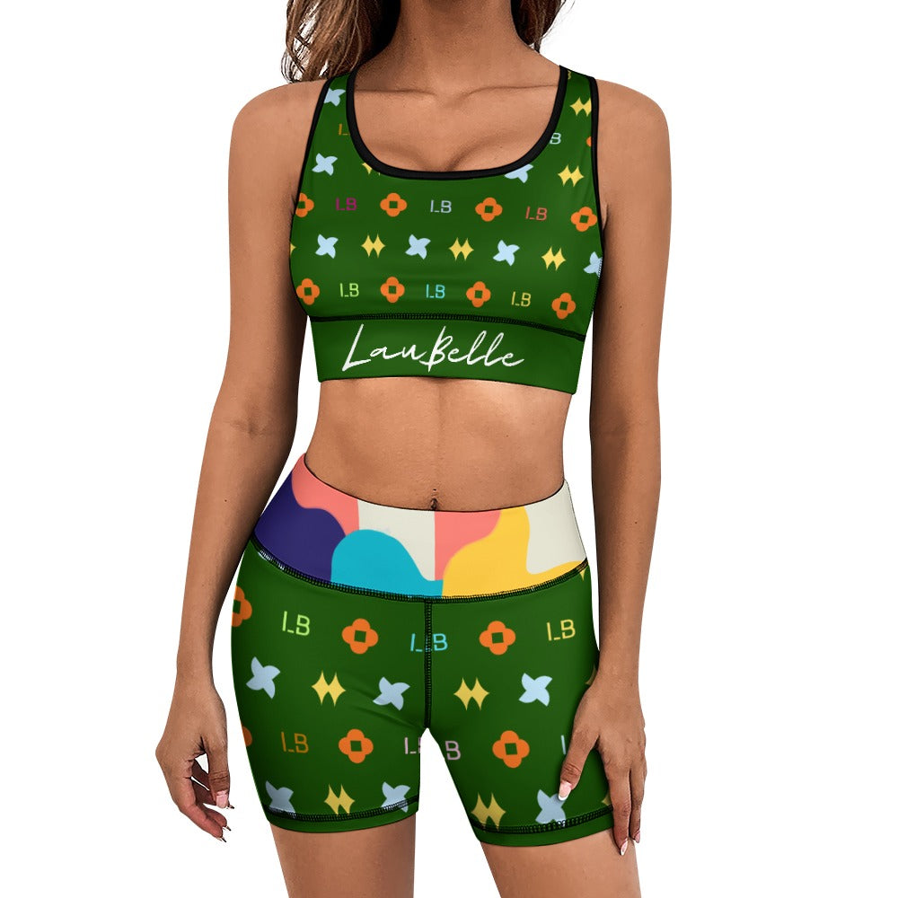 LauBelle Womens Activewear Yoga Shorts & Sports Top Set