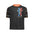 Black shirt with colorful bear graphic, "LAUBELLE" text, orange collar, and patterned sleeves.