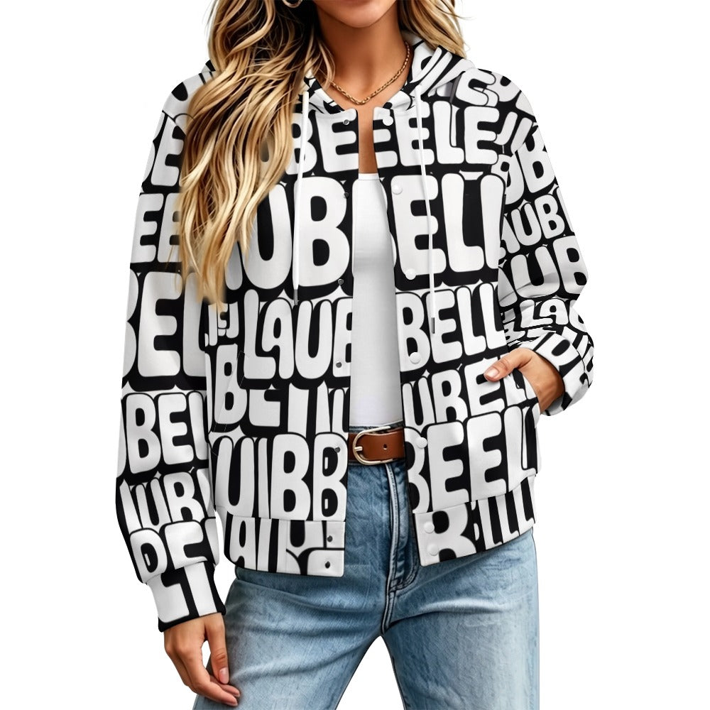 LauBelle Sport Athletic Hooded Baseball Varsity Jacket for her