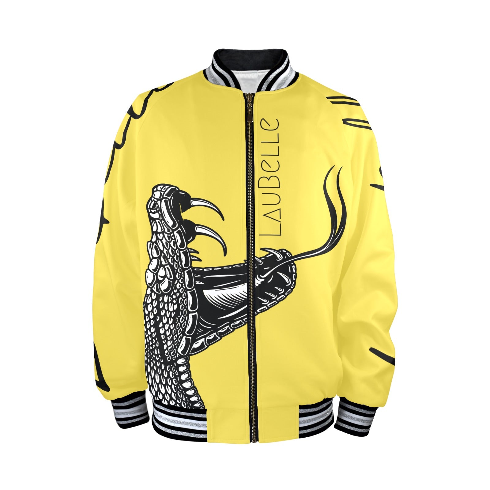 LauBelle Mens Sporty Striped-Trim Metal-Zip Bomber Jacket