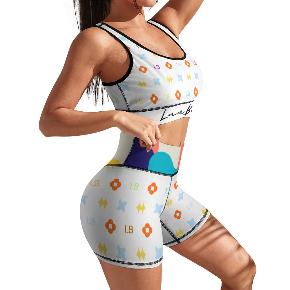LauBelle Womens Activewear Yoga Shorts & Sports Top Set