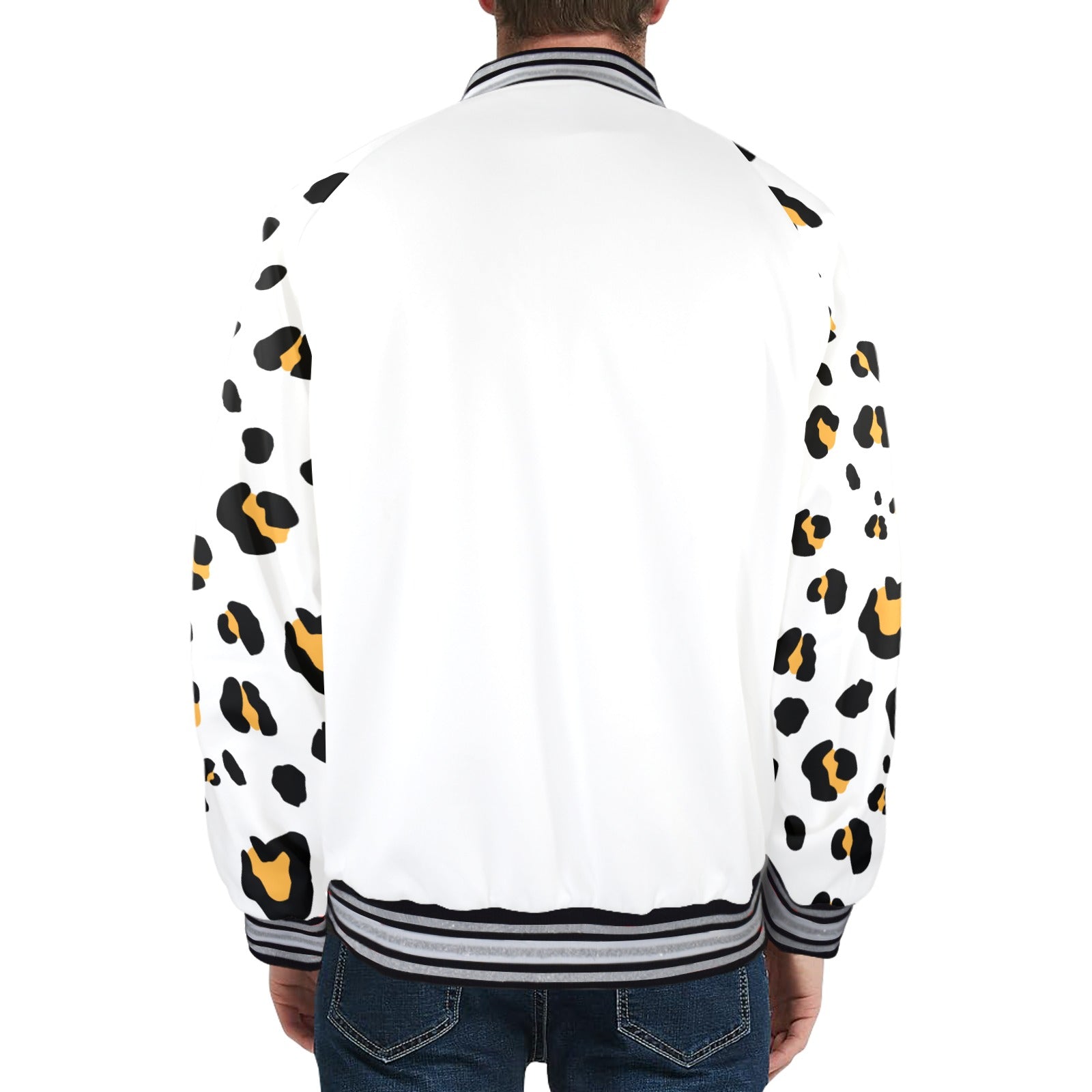 LauBelle Mens Sporty Striped-Trim Metal-Zip Bomber Jacket