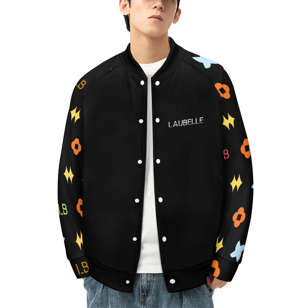 LauBelle Mens Classic Varsity Baseball Jacket Snap Button