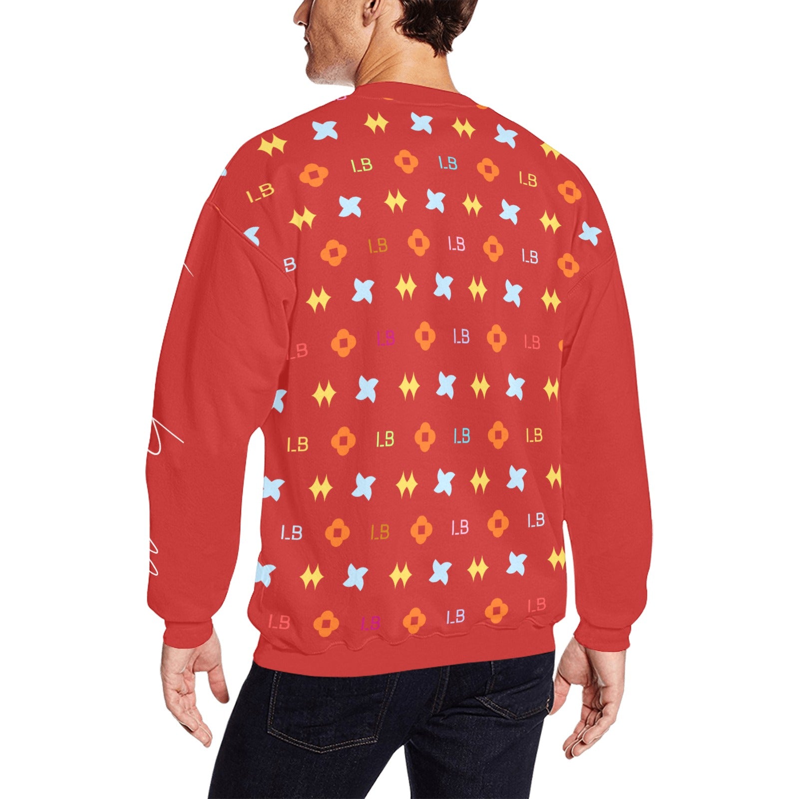LauBelle Mens Graphic Print Crewneck Sweatshirt