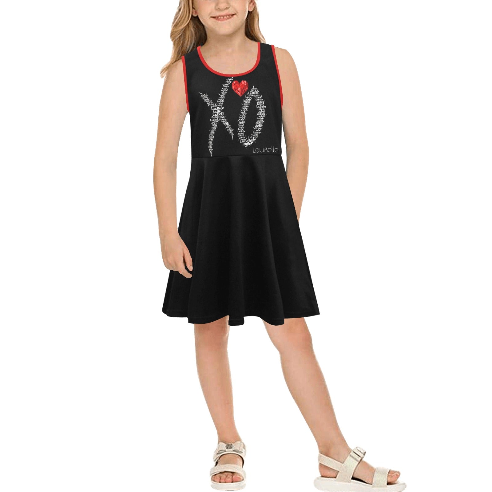 LauBelle - Girl's Sleeveless Sundress(ModelD56) - Black - LauBelle Brand