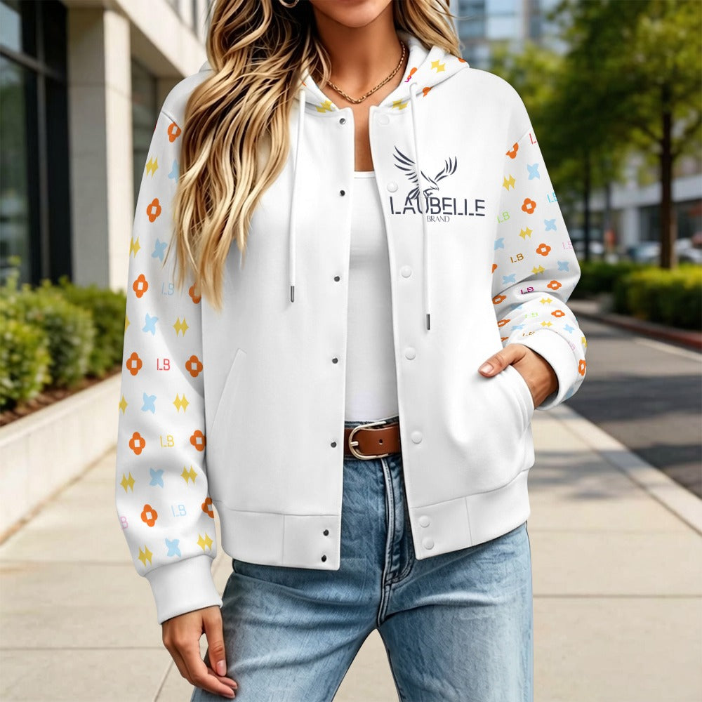 LauBelle Sport Athletic Hooded Baseball Varsity Jacket for her