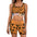 Woman in leopard print sportswear with a colorful, abstract waistband design.