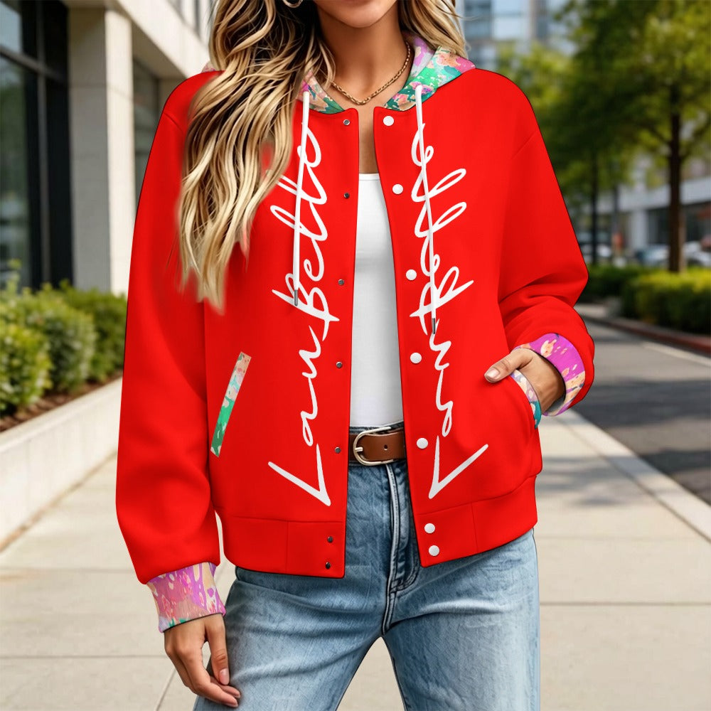 LauBelle Sport Athletic Hooded Baseball Varsity Jacket for her