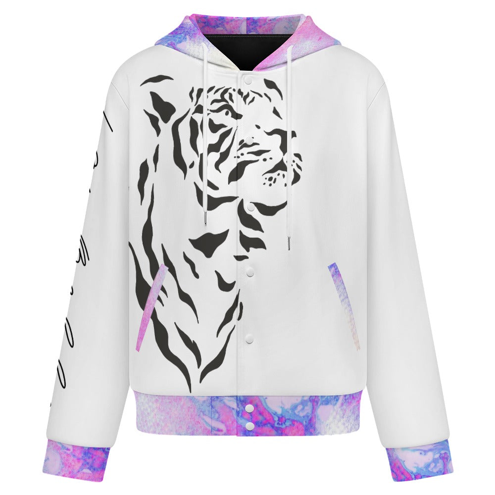 LauBelle Sport Athletic Hooded Baseball Varsity Jacket for her