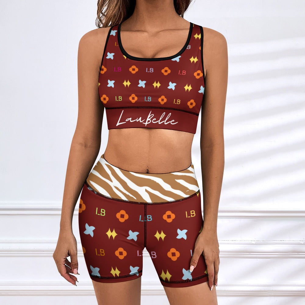 LauBelle Womens Activewear Yoga Shorts & Sports Top Set