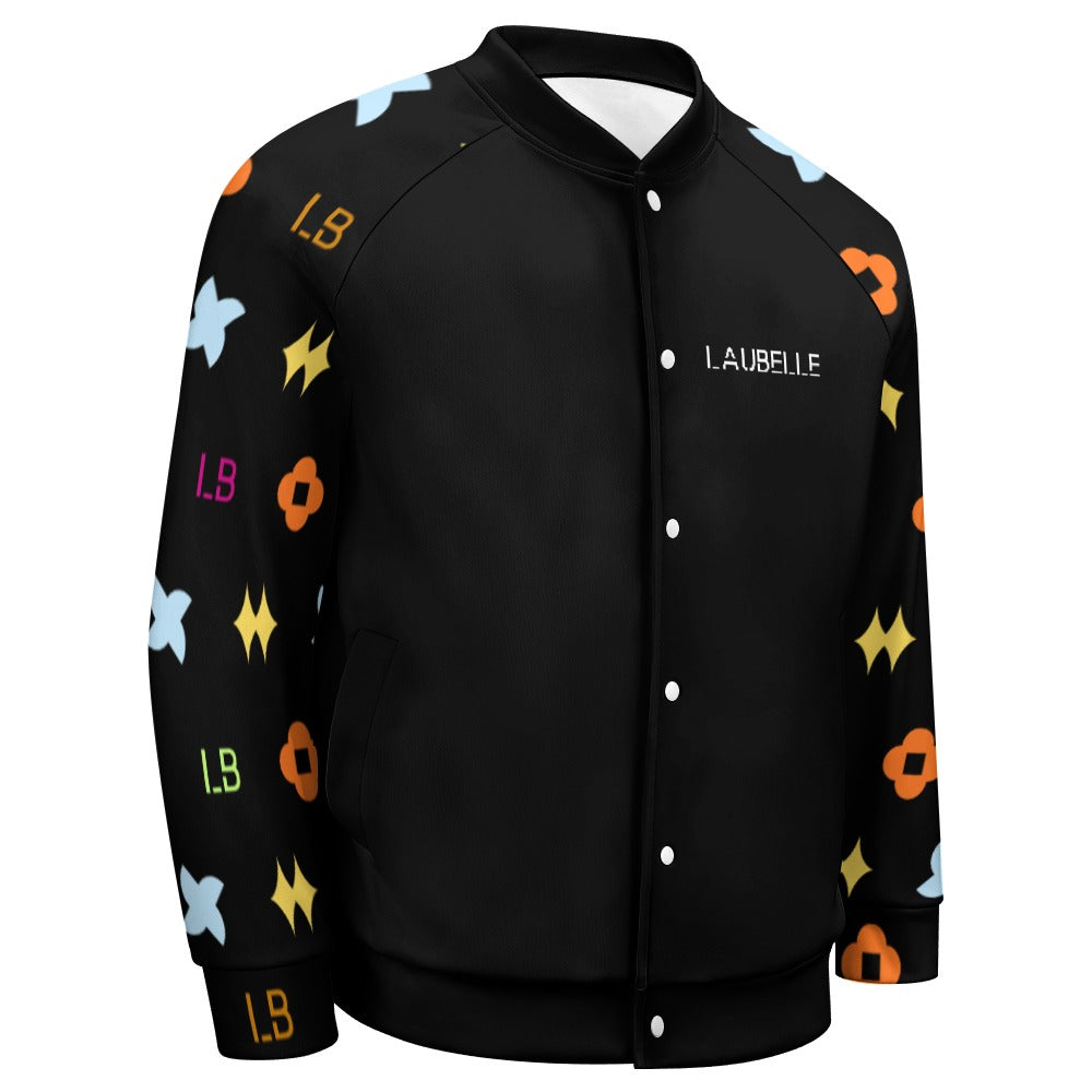 LauBelle Mens Classic Varsity Baseball Jacket Snap Button