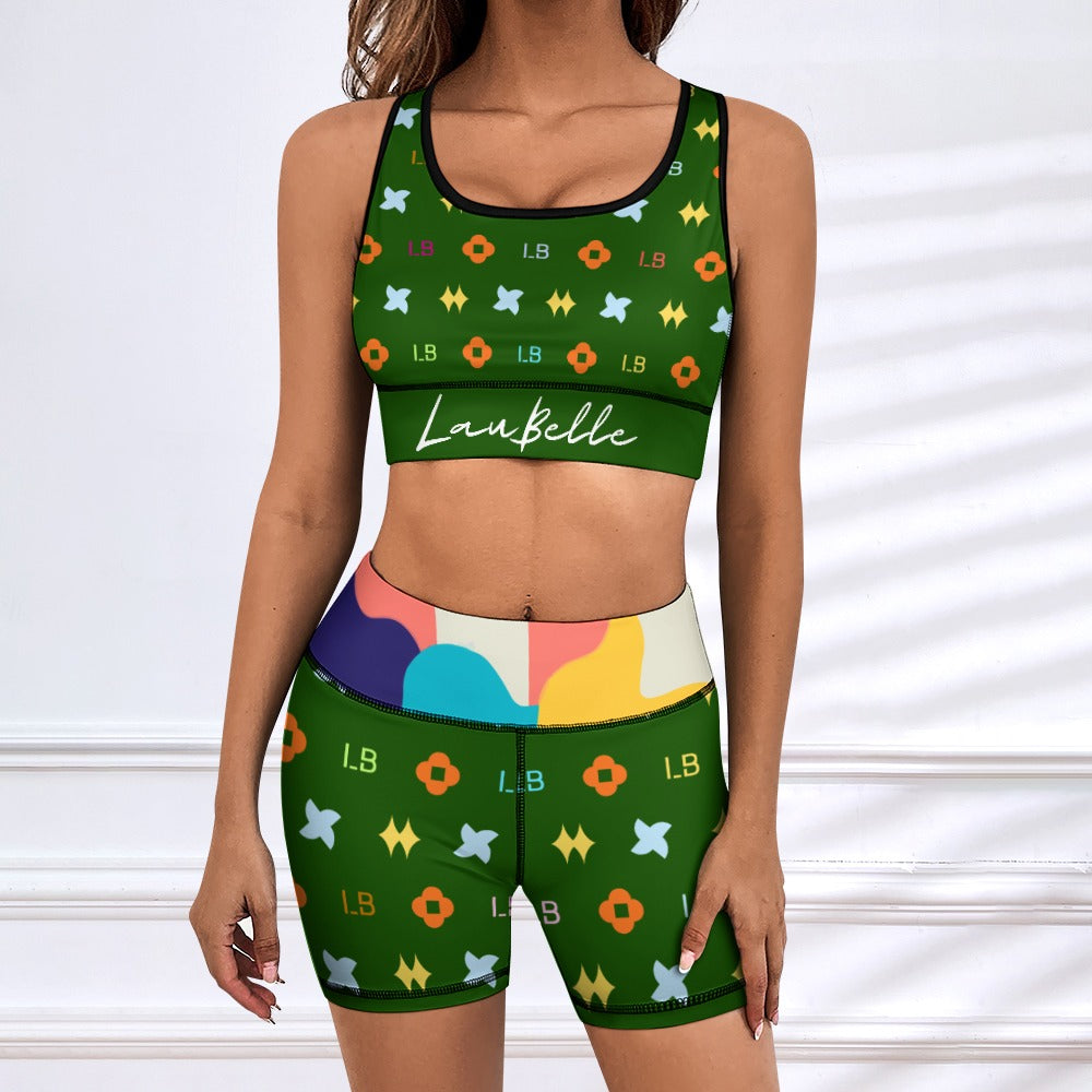 LauBelle Womens Activewear Yoga Shorts & Sports Top Set
