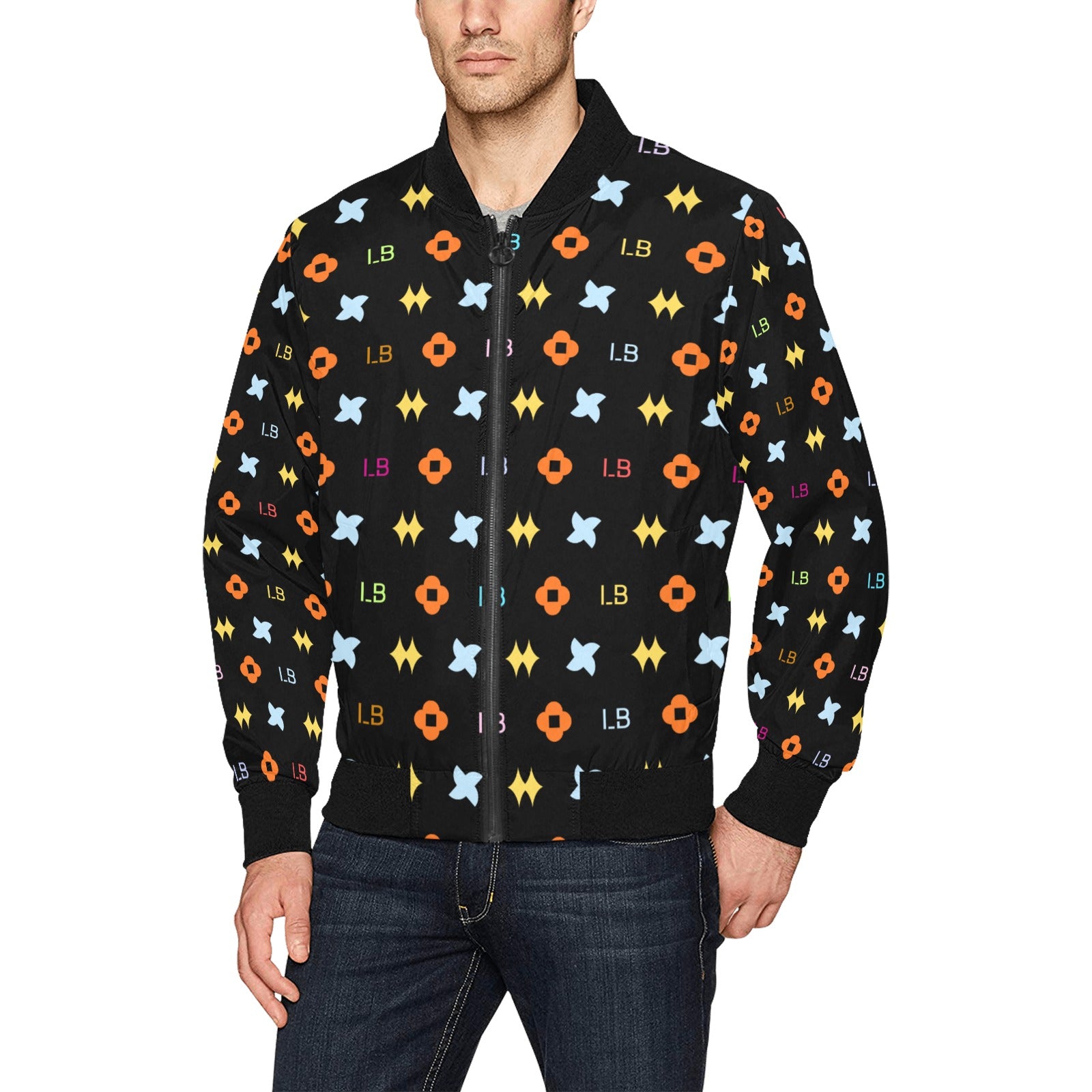 LauBelle Mens Heavyweight Zip-Up Bomber Jacket