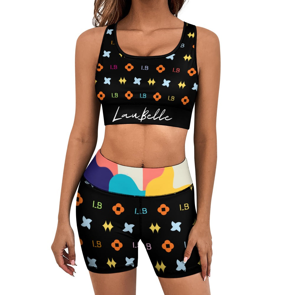 LauBelle Womens Activewear Yoga Shorts & Sports Top Set