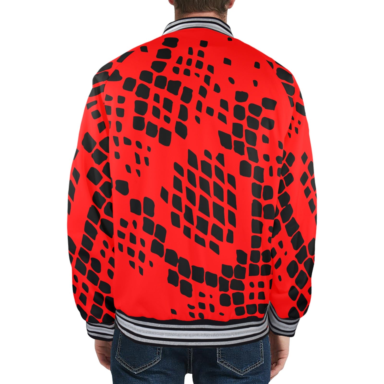 LauBelle Mens Sporty Striped-Trim Metal-Zip Bomber Jacket