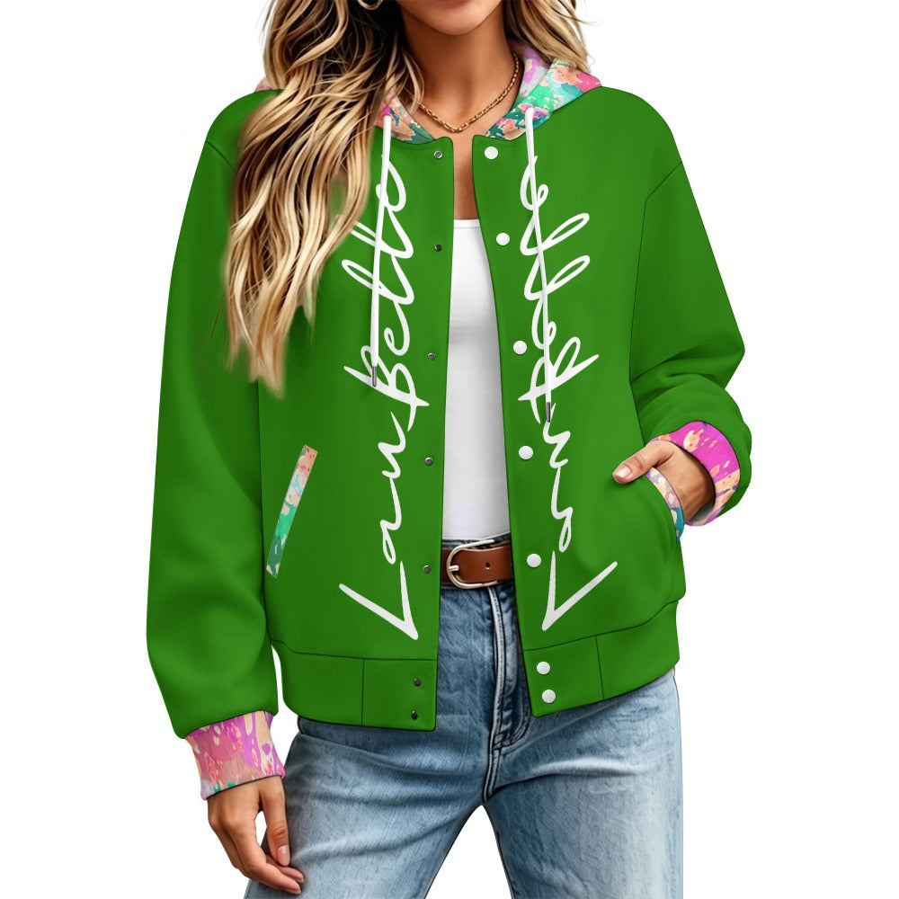 LauBelle Sport Athletic Hooded Baseball Varsity Jacket for her